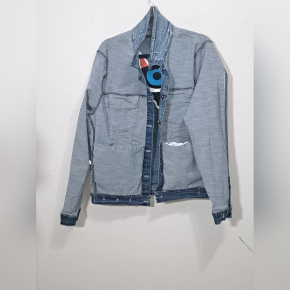 Roku Studio Distressed Light Wash Denim Jacket, Size 2XL - Picture 9 of 16